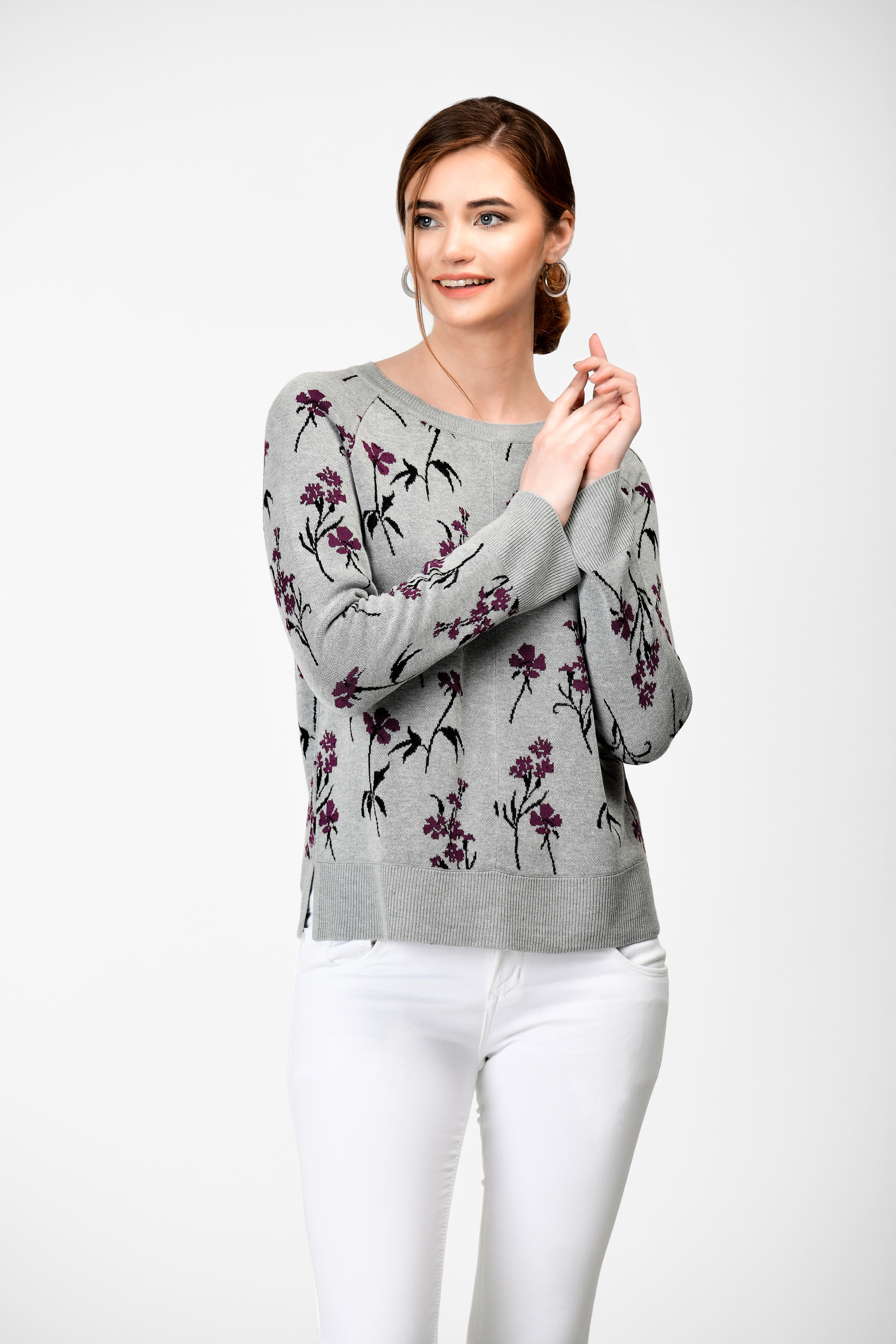 floral jacquard sweater