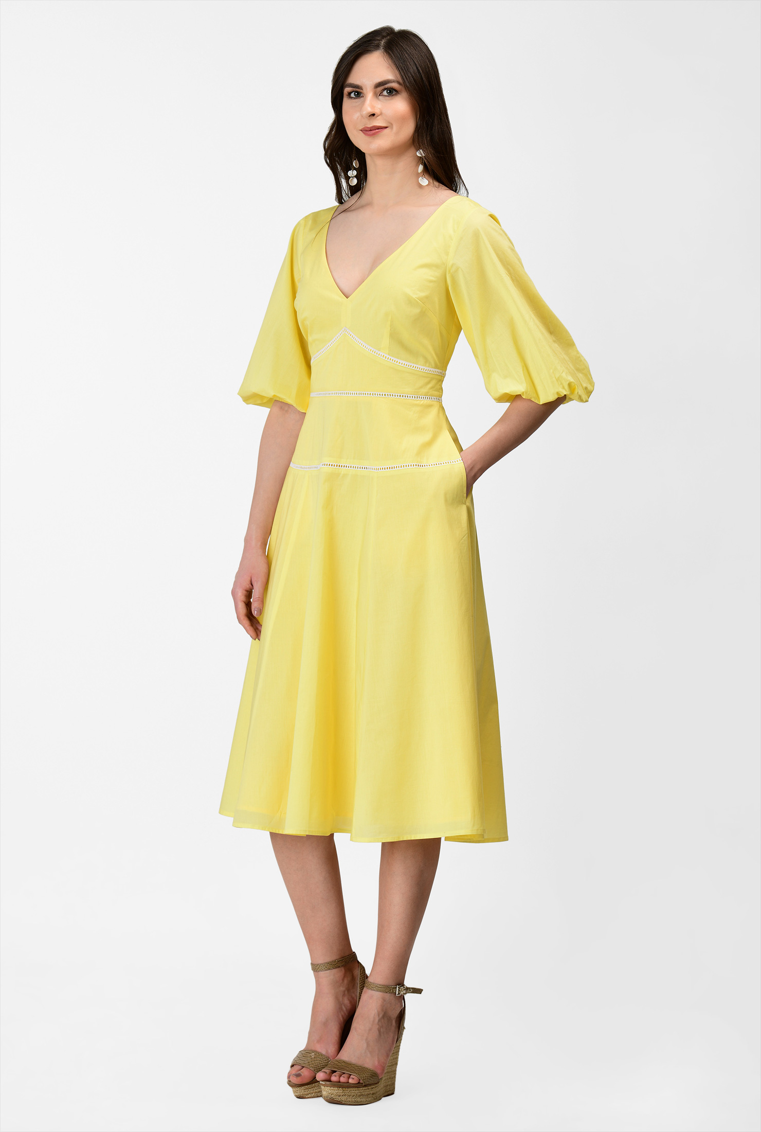 Shop Dramatic statement sleeve cotton voile dress eShakti