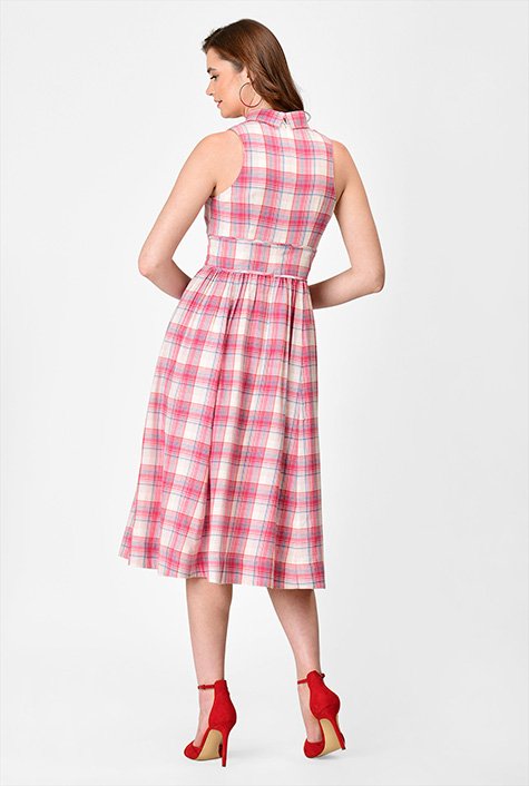 Shop Cotton check shirt collar dress | eShakti