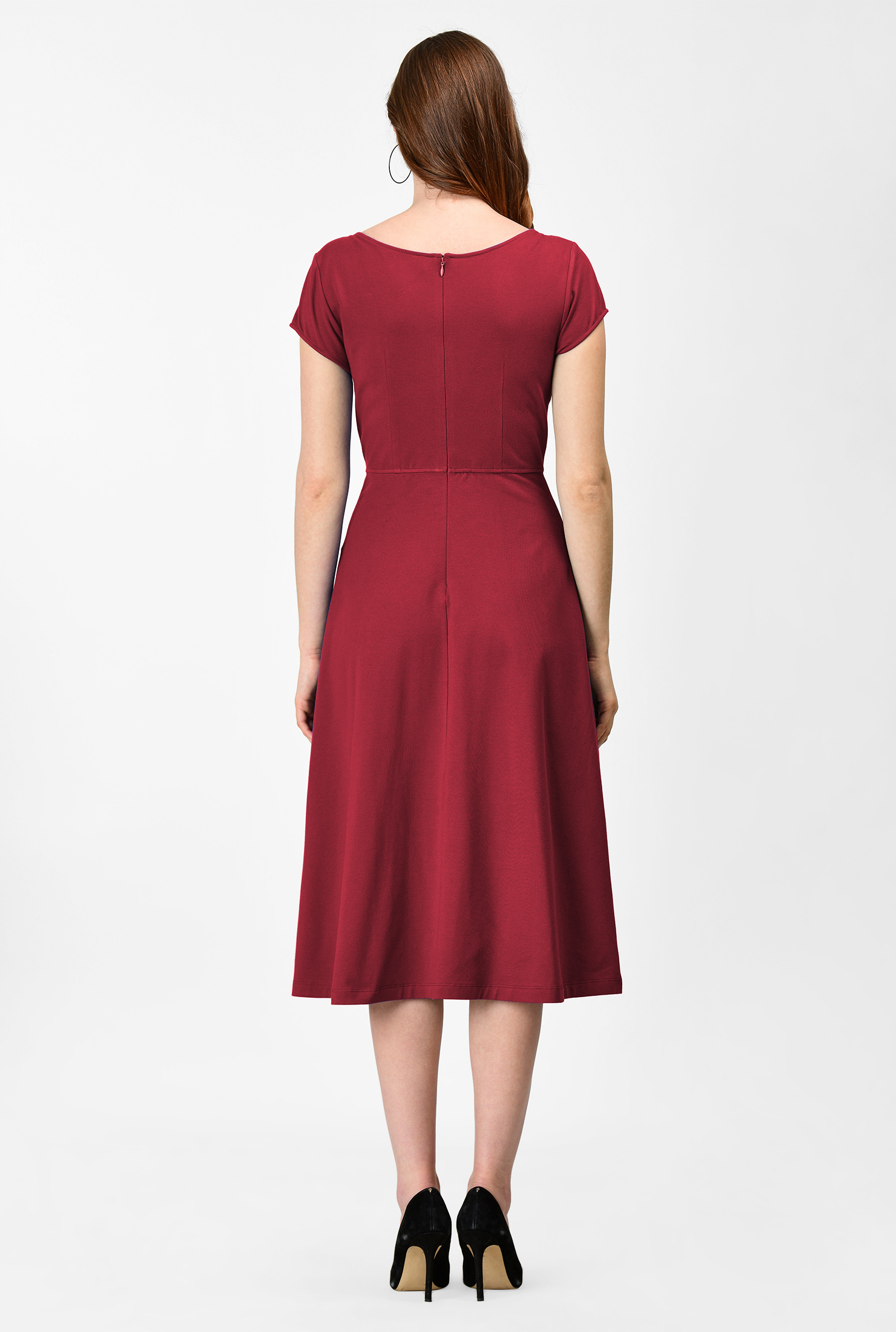 Shop Double button front cotton knit dress eShakti