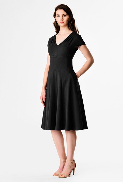 Shop Empire cotton knit fit-and-flare dress | eShakti