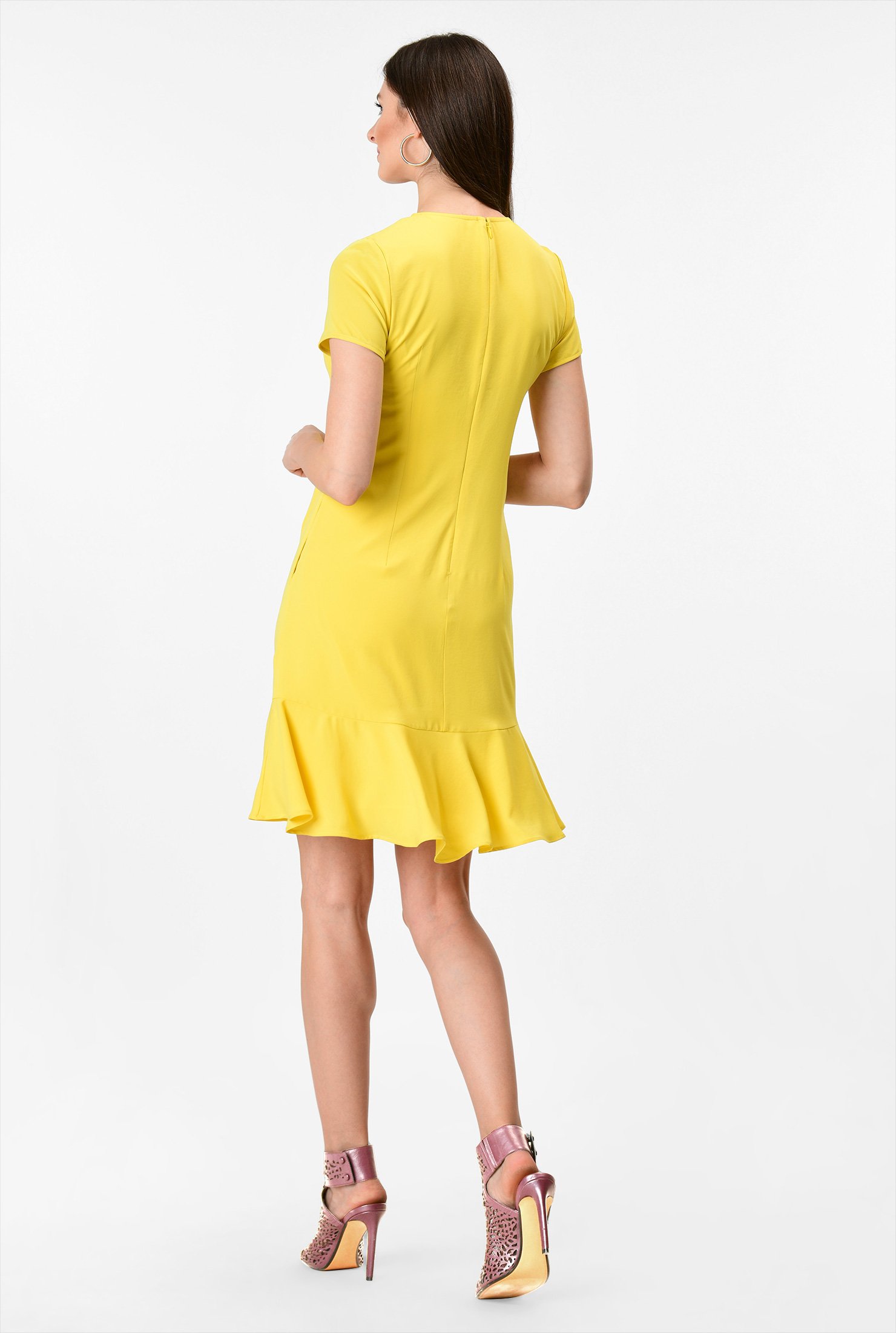 Shop Flounce Hem Crepe Shift Dress | EShakti