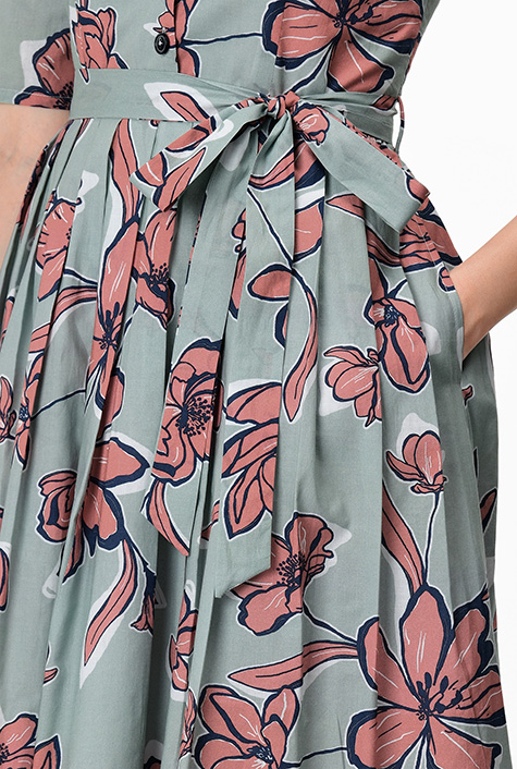 Shop Floral print cotton poplin shirtdress | eShakti
