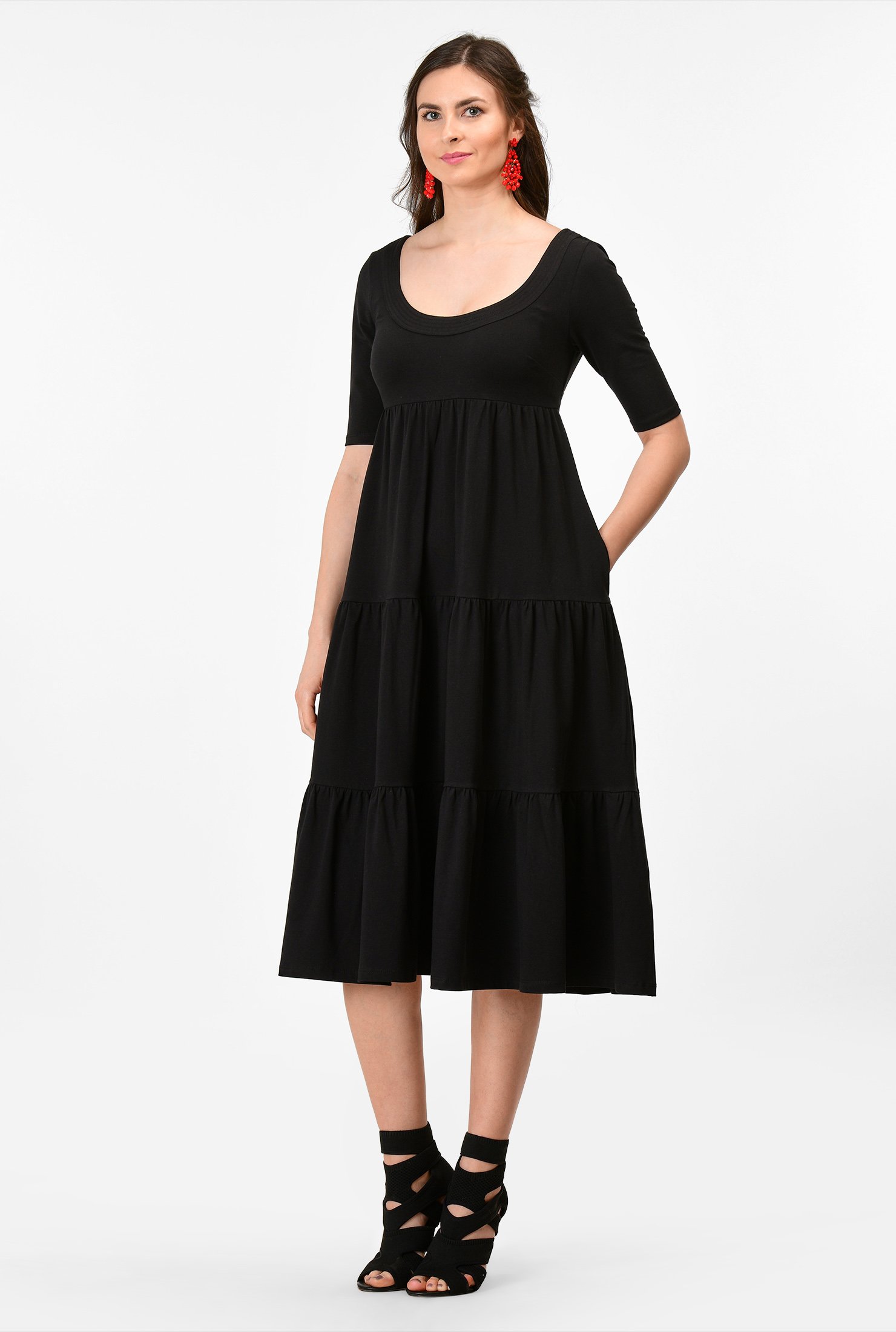 Shop Cotton knit empire tiered dress eShakti