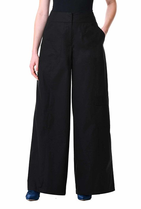 MakeMeChic Women's Drawstring Elastic Waist Palazzo Pant Straight Wide Leg  Pants Trousers Blue XS at  Women's Clothing store