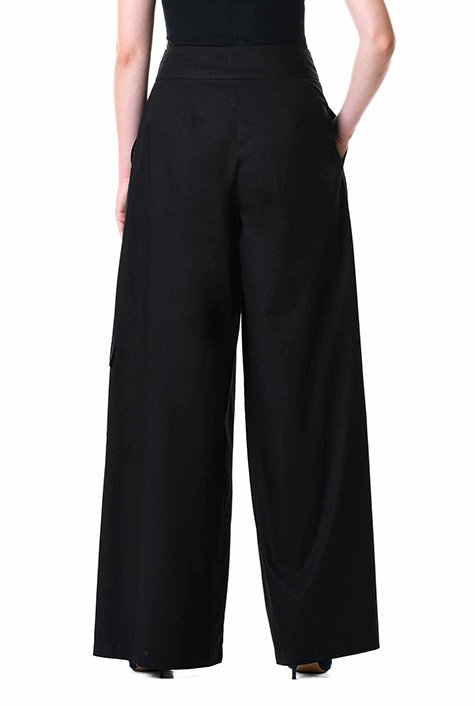 Women Summer High Waisted Cotton Palazzo Pants Women's Elastic Waist Solid  Color Double Pocket Wide Leg Pant Skirt Suspended Cropped Pants Black A  Free Size - Walmart.com