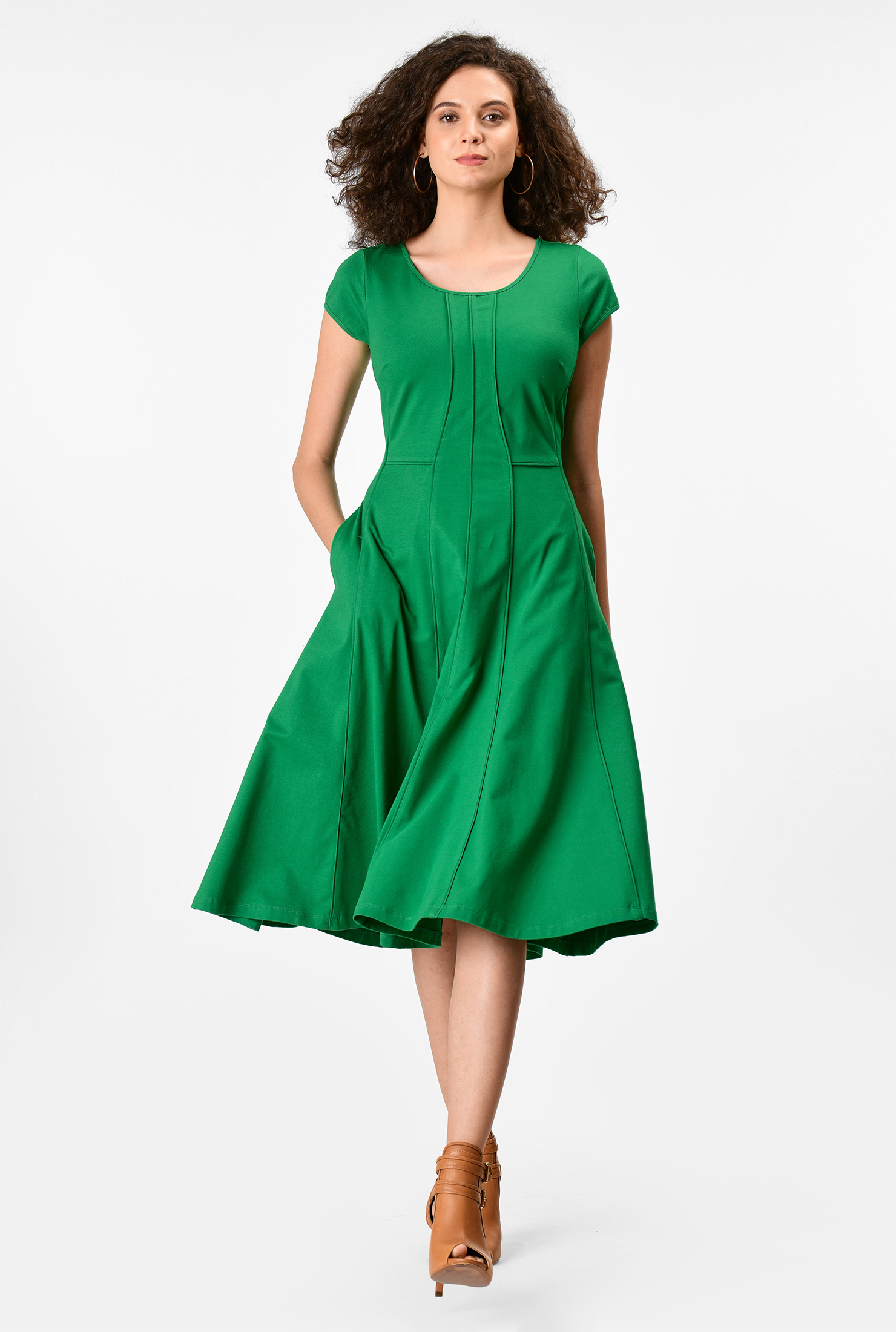 Shop Princess seamed cotton knit Aline dress eShakti