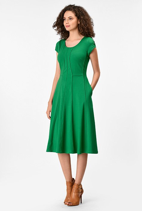 Shop Princess seamed cotton knit A-line dress | eShakti