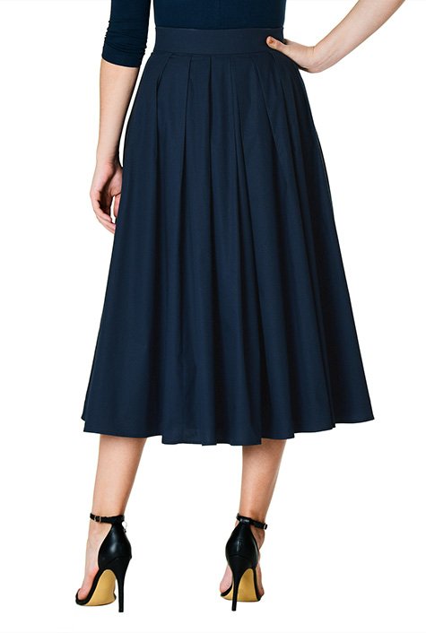 Shop Pleated poplin midi skirt | eShakti