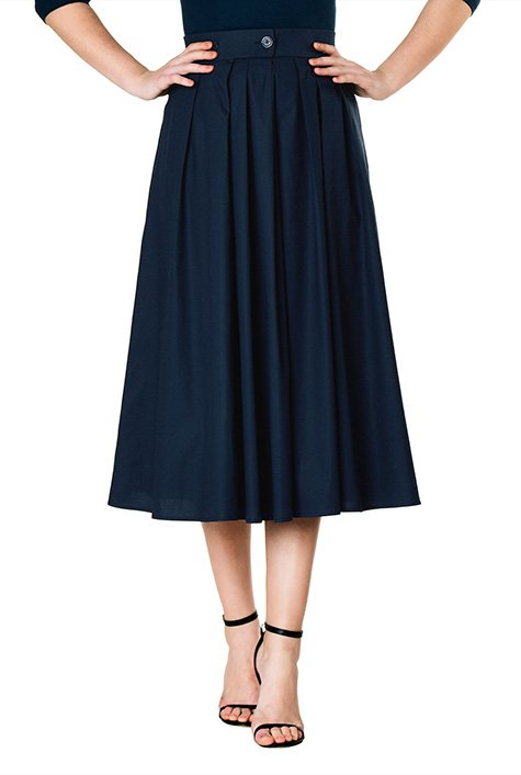 Shop Pleated poplin midi skirt | eShakti