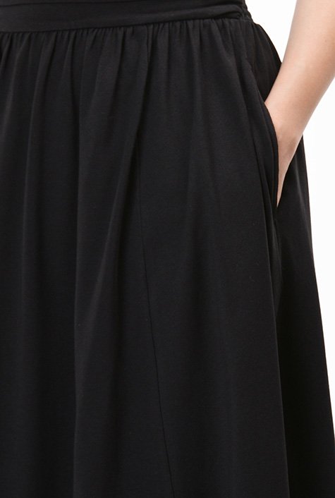 Shop Smocked elastic waist cotton knit skirt | eShakti