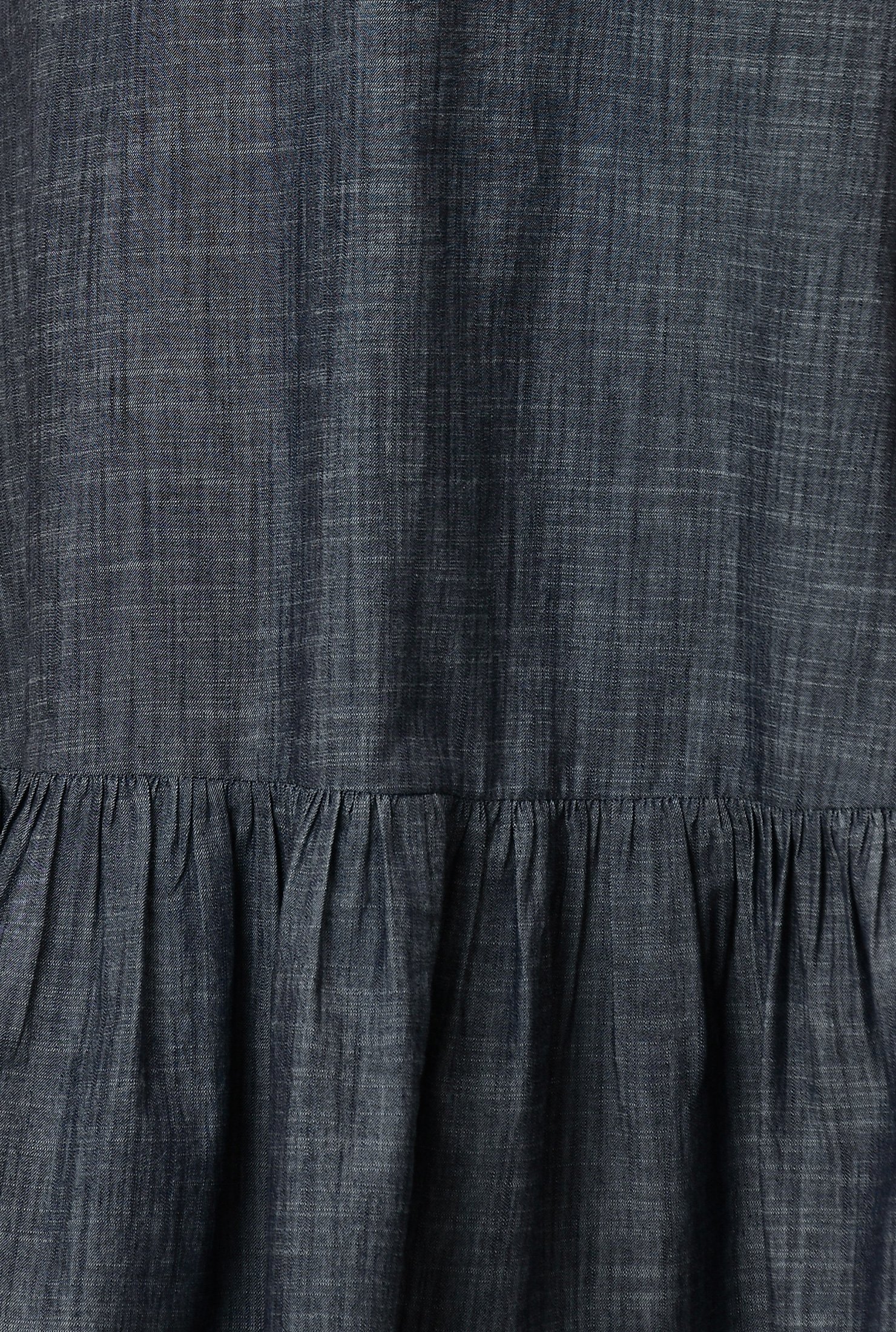 Shop Ruffle flounce cotton chambray dress | eShakti