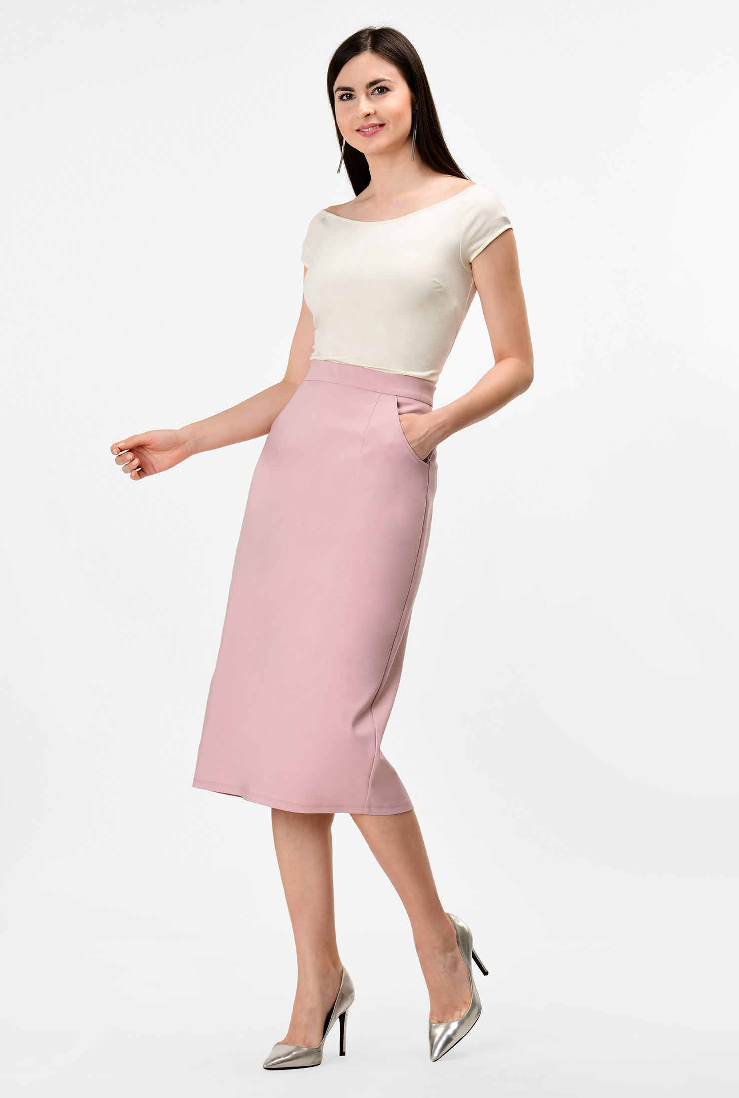 Shop Cotton blend pencil skirt eShakti
