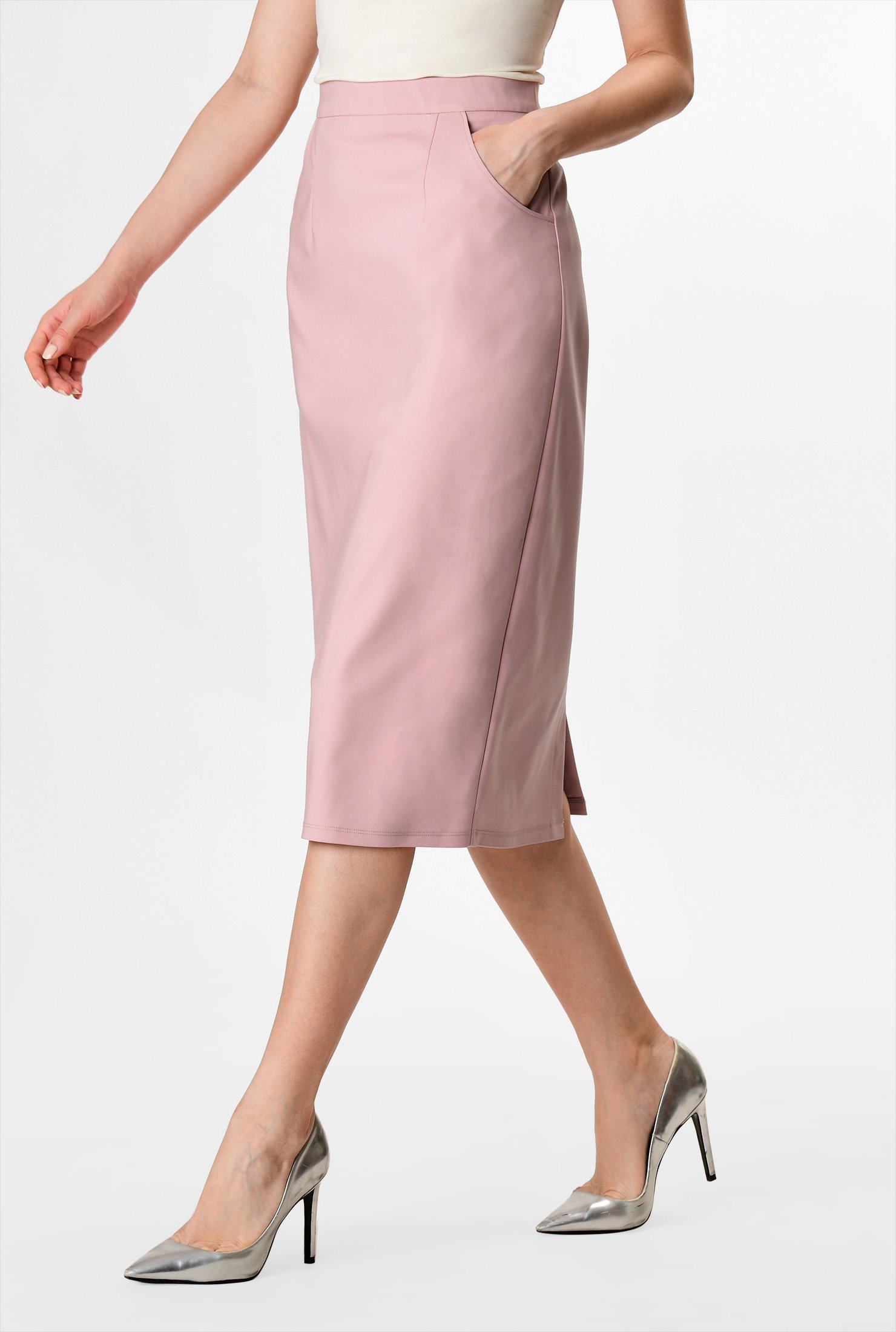 pink pencil skirt cotton