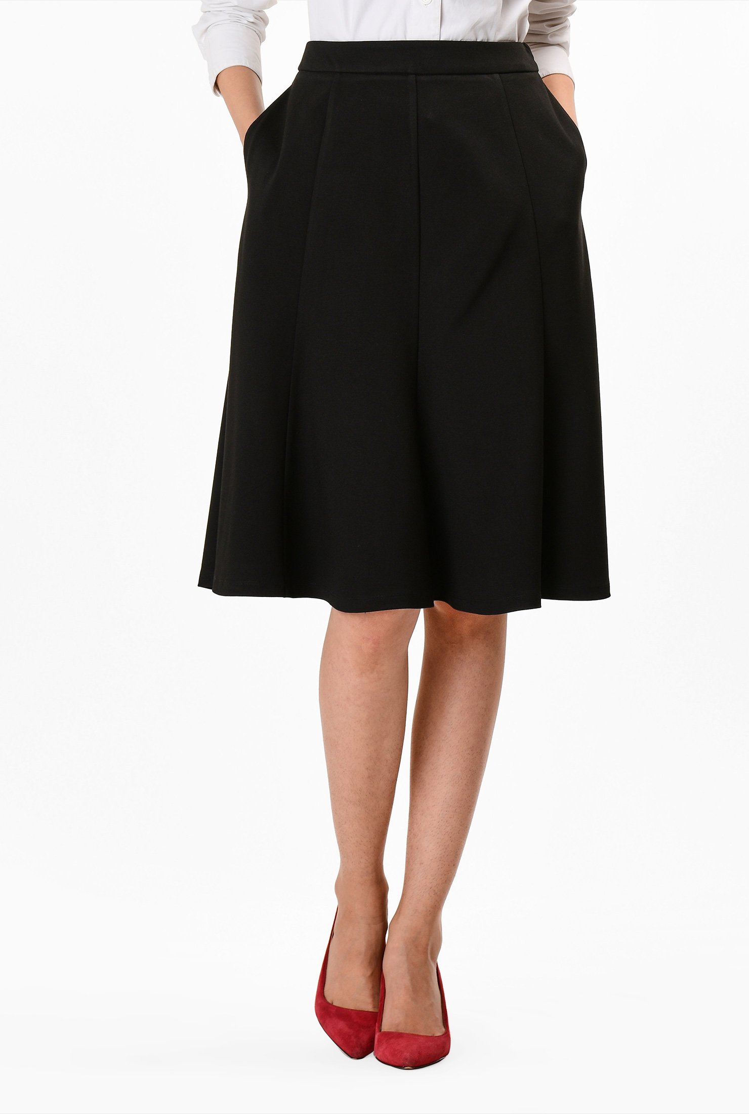 Shop Ponte knit flared skirt | eShakti