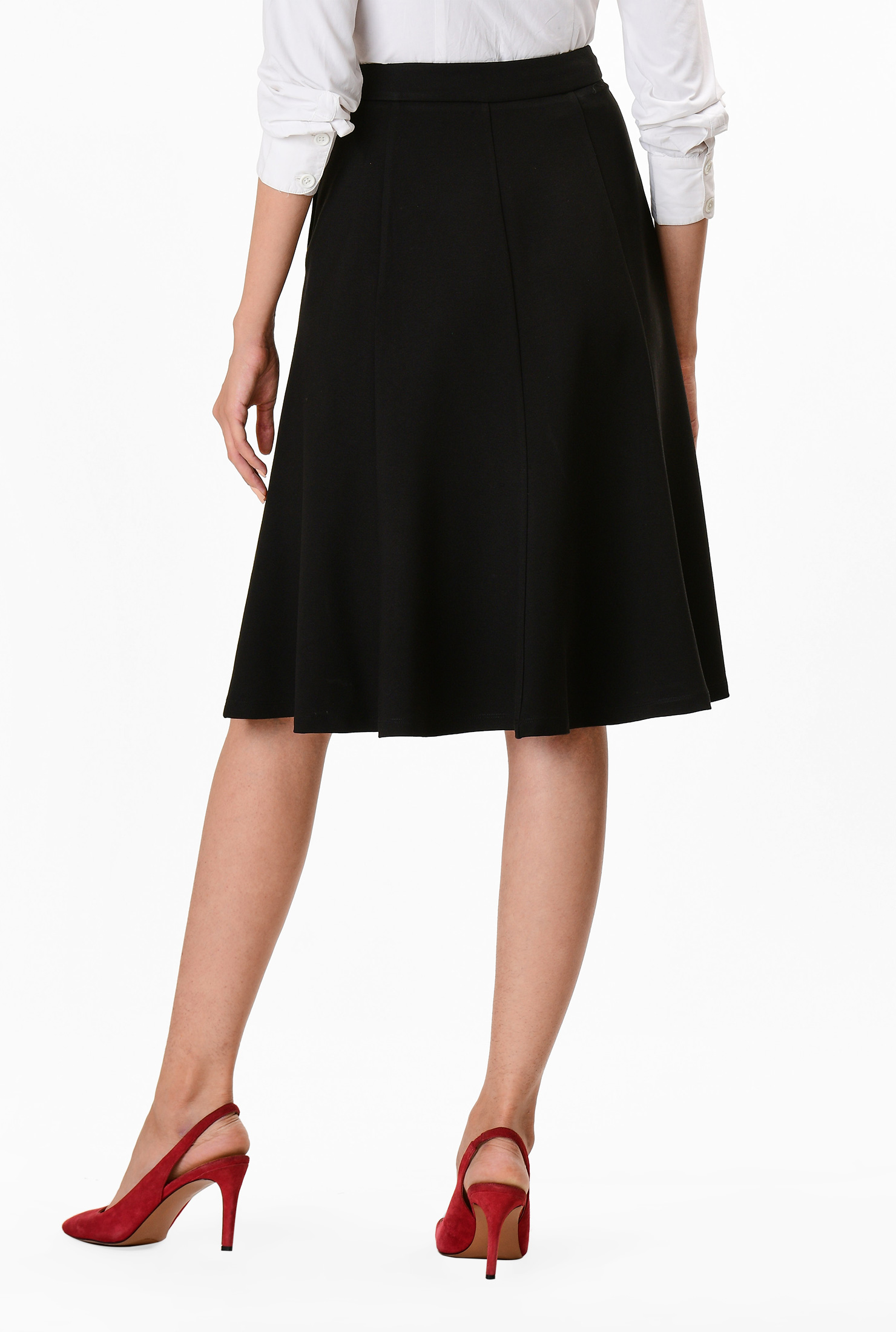 Shop Ponte knit flared skirt eShakti