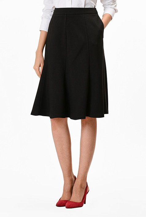 Shop Ponte knit flared skirt | eShakti