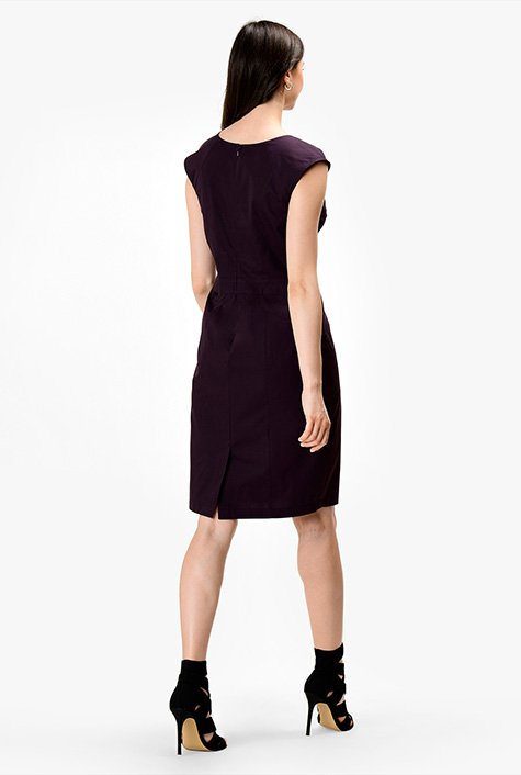 Shop Pleat neck poplin sheath dress | eShakti