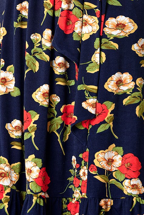 Shop Floral print jersey knit sash tie dress | eShakti