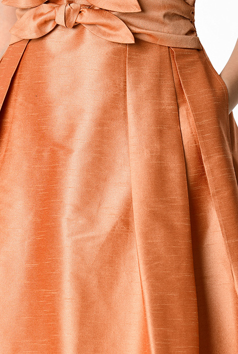 Shop Bow-tie front dupioni dress | eShakti