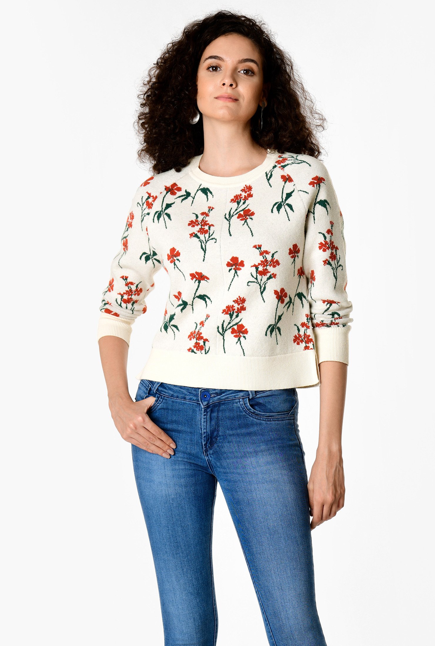 Floral Jacquard Knit Sweater