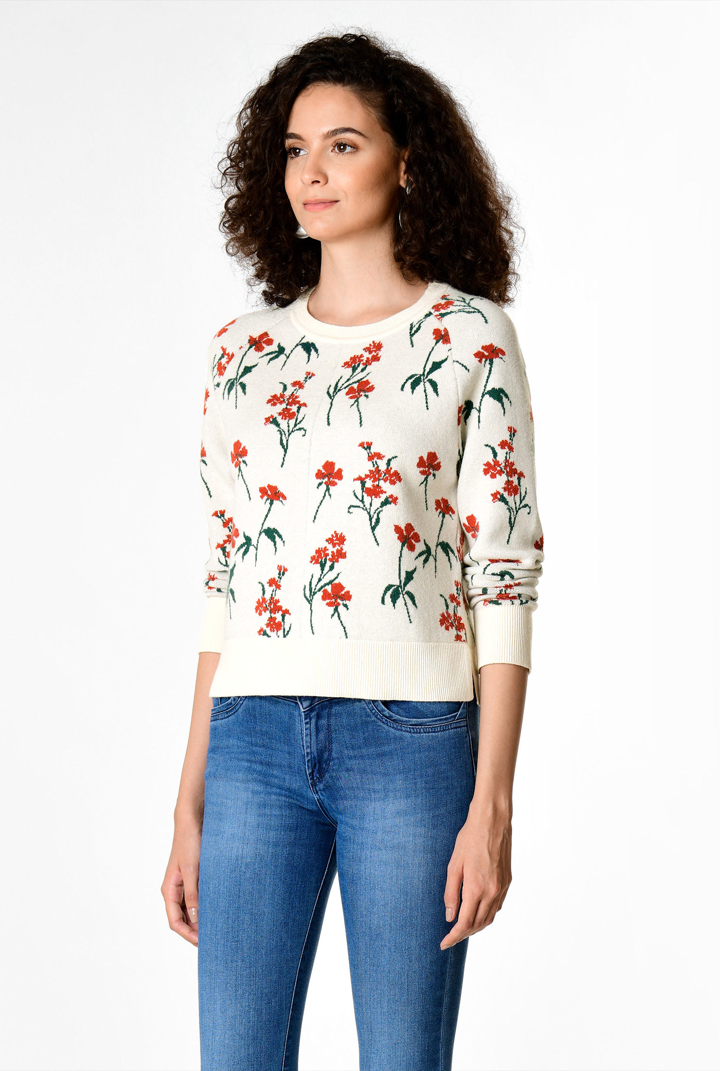 floral jacquard sweater