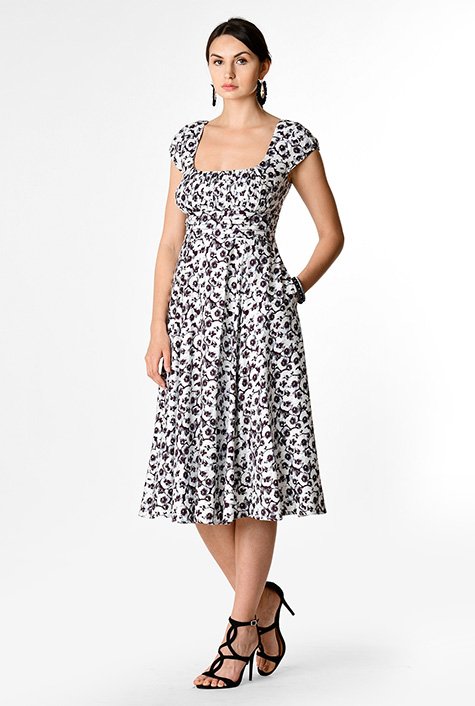 Shop Floral print ruched pleat dress | eShakti