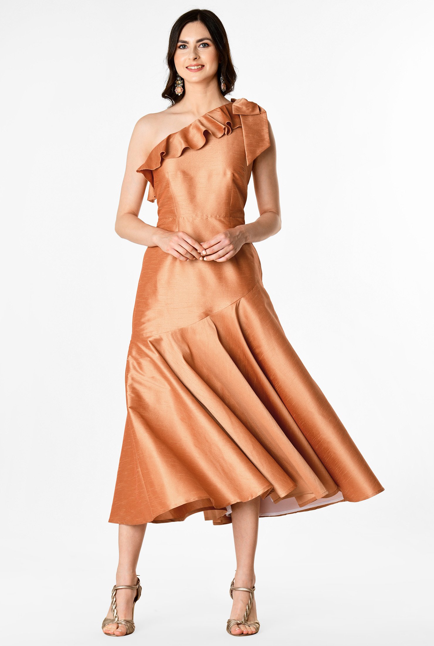 shop-one-shoulder-bow-tie-dupioni-dress-eshakti