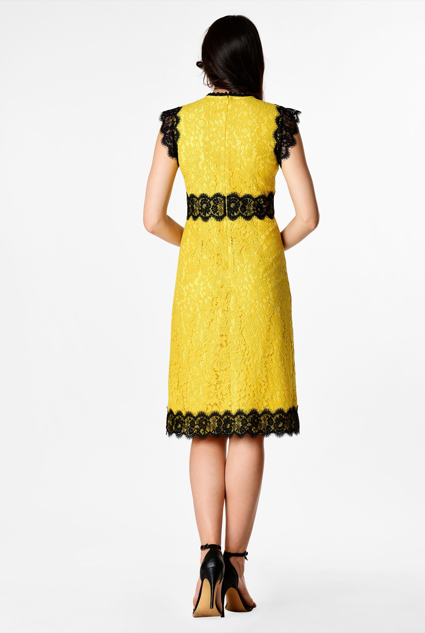 Shop Contrast trim guipure lace sheath dress | eShakti