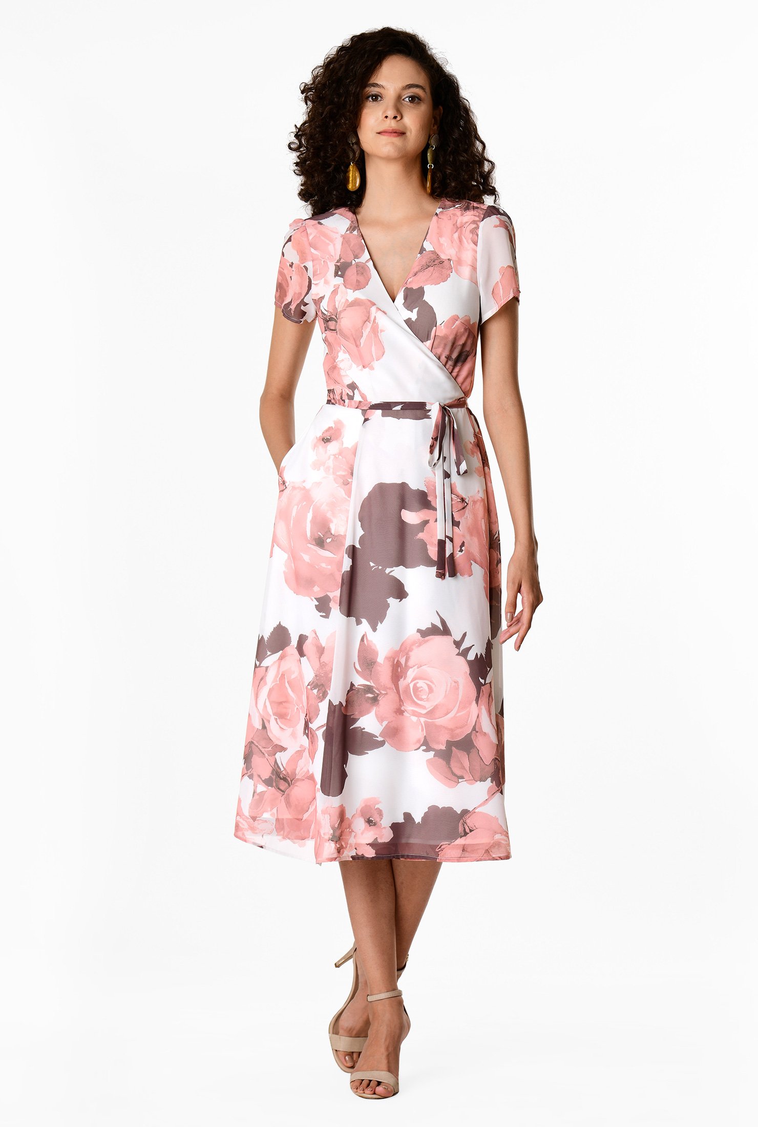 Shop Floral print georgette wrap dress ...