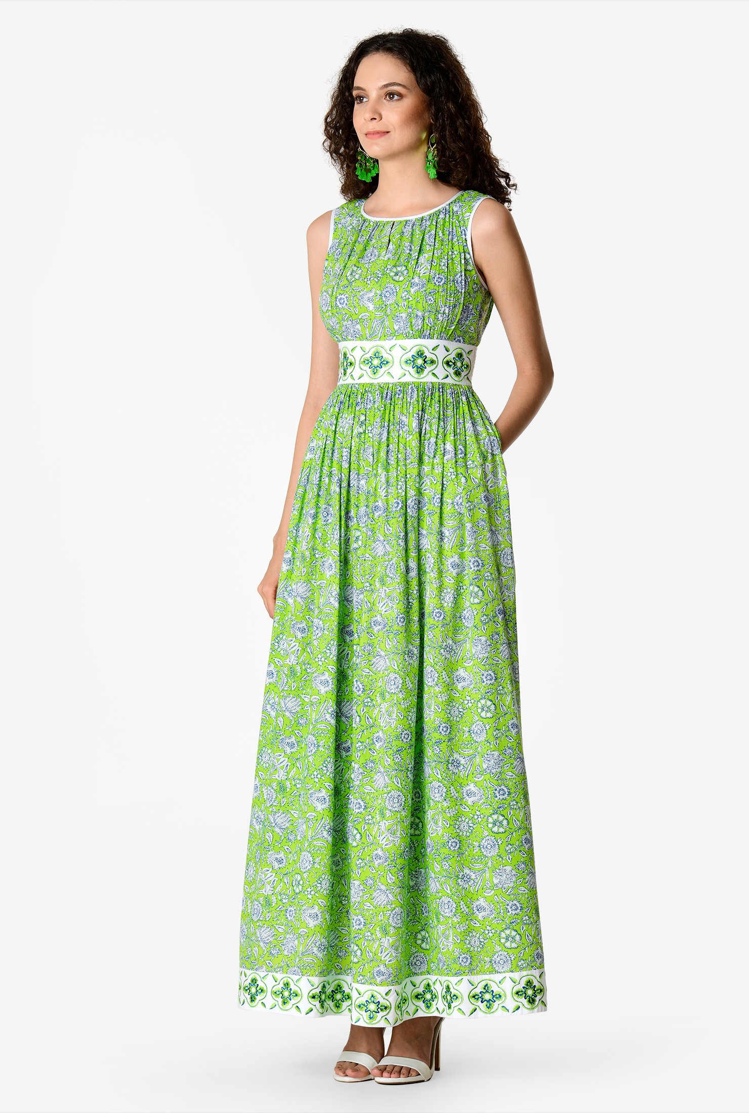 embellished green maxi dress