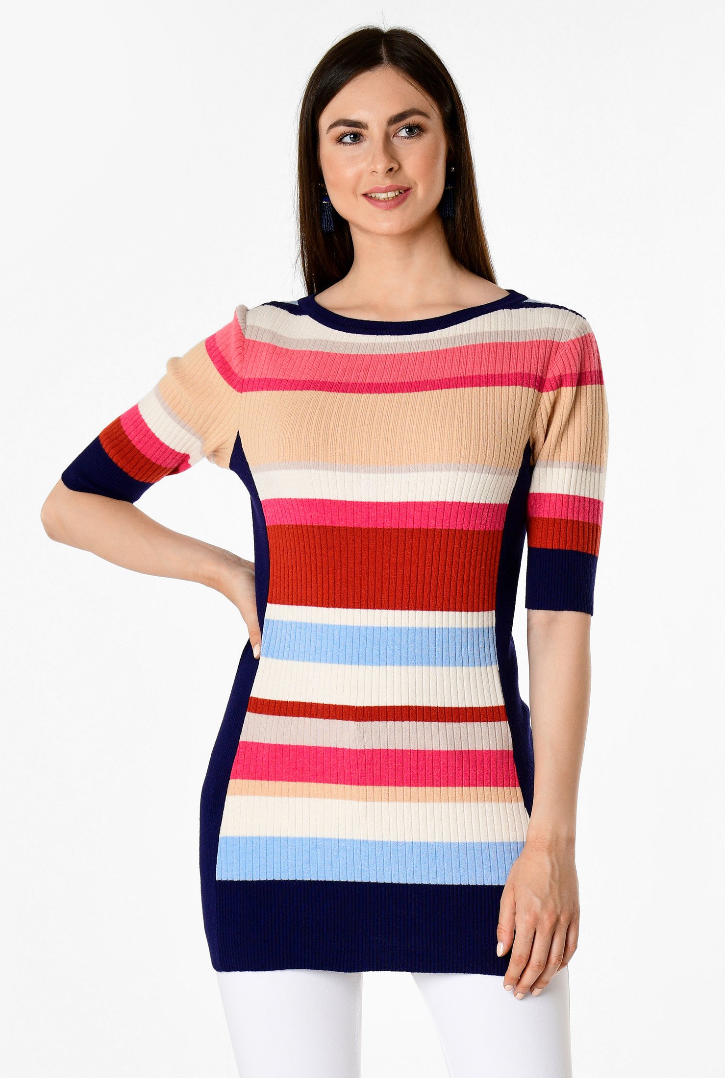 Cetti stripe rib discount sweatshirt