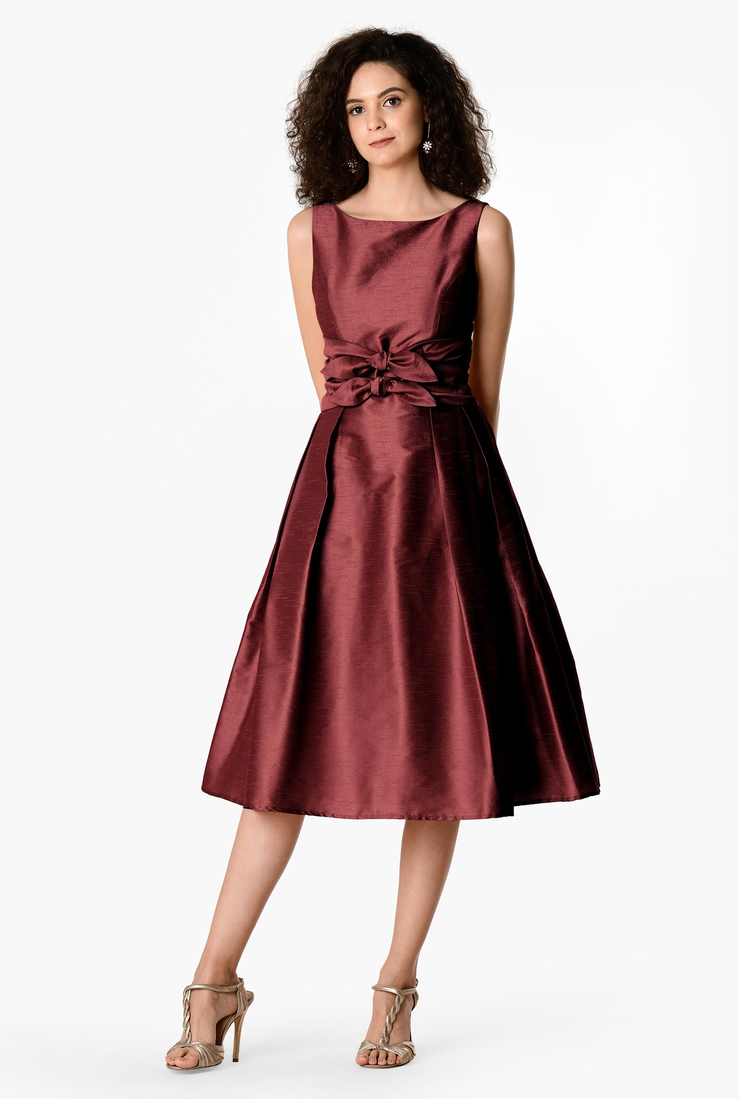 Shop Bow-tie front dupioni dress | eShakti