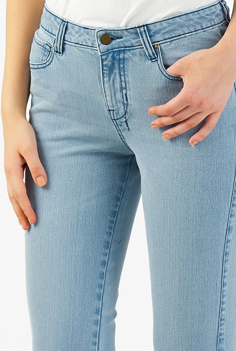Shop Light indigo denim flare jeans | eShakti