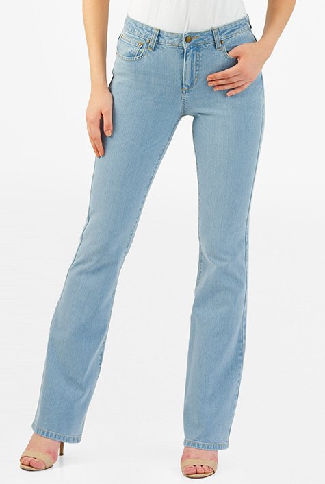WMNS Classic High Waist Cut Denim Jeans - Tight Fit / Light Blue