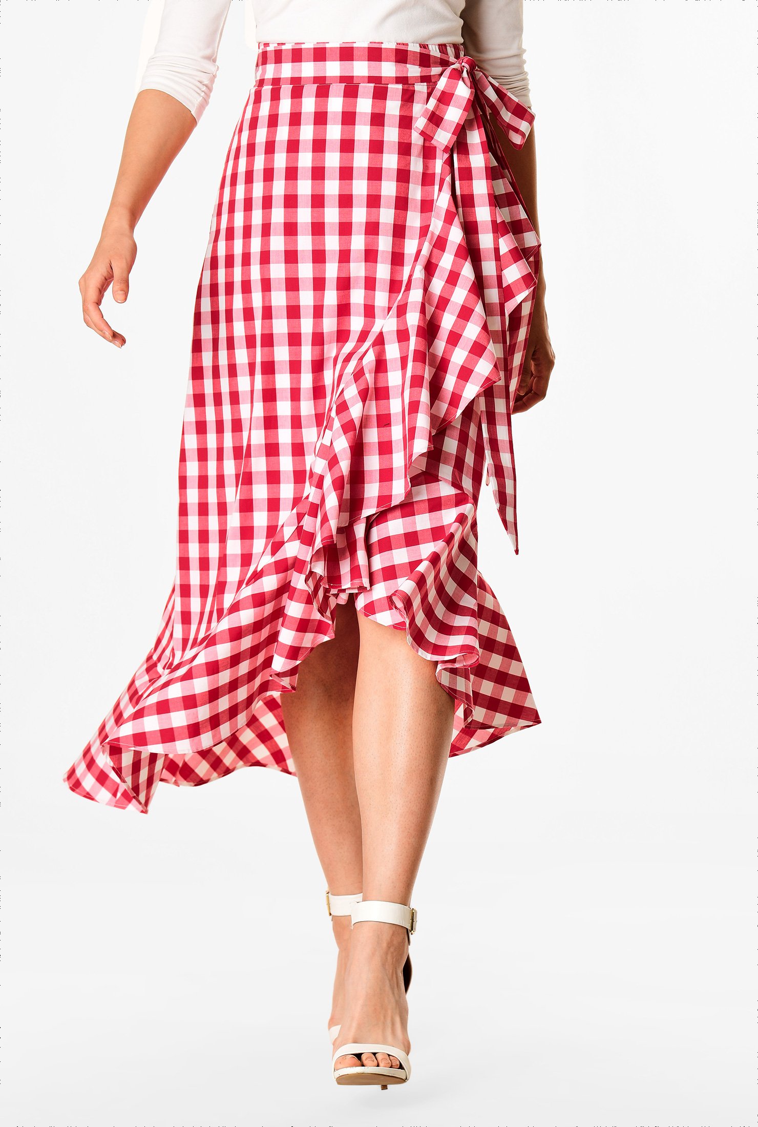 Gingham asymmetrical skirt best sale