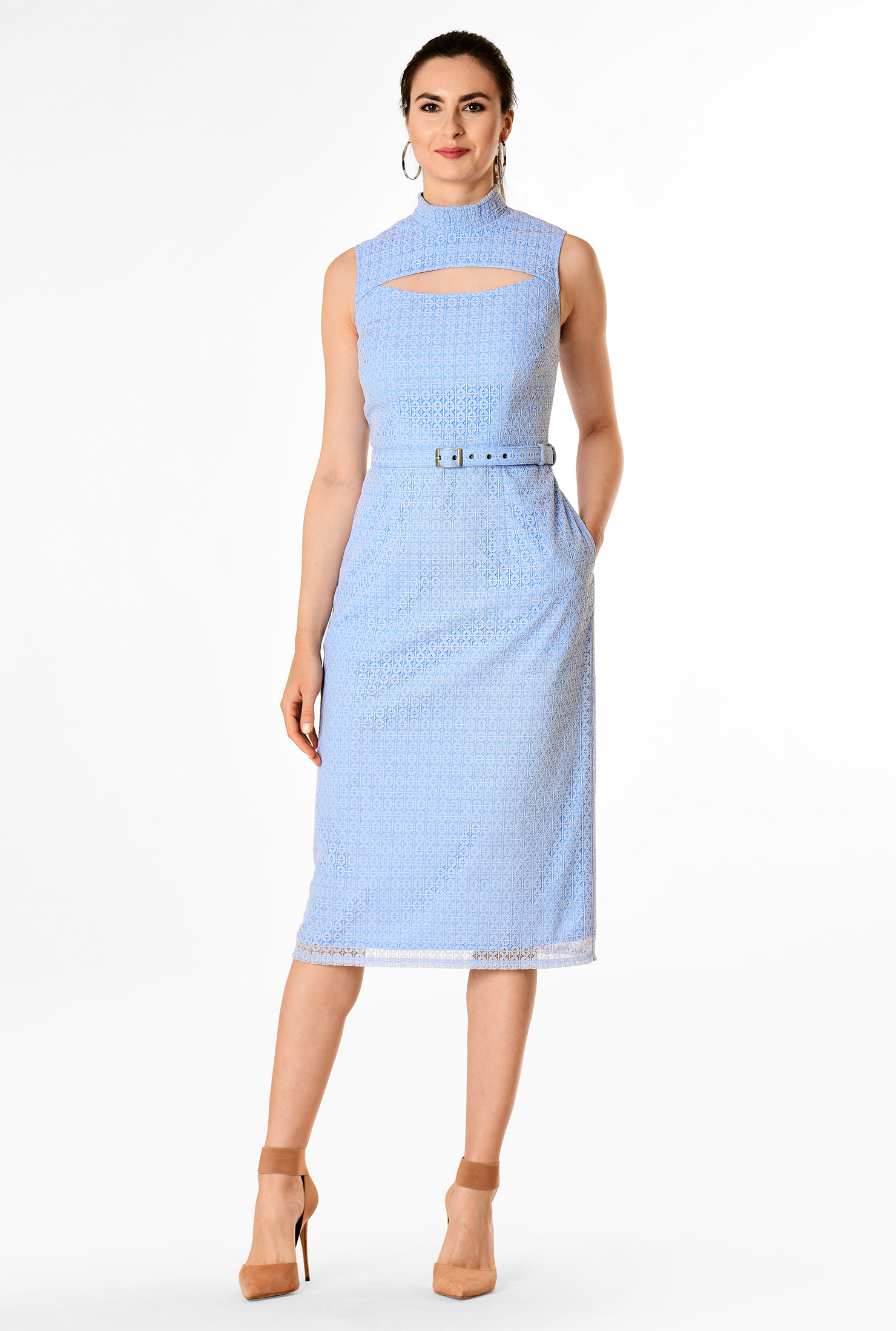 belted sheath dress