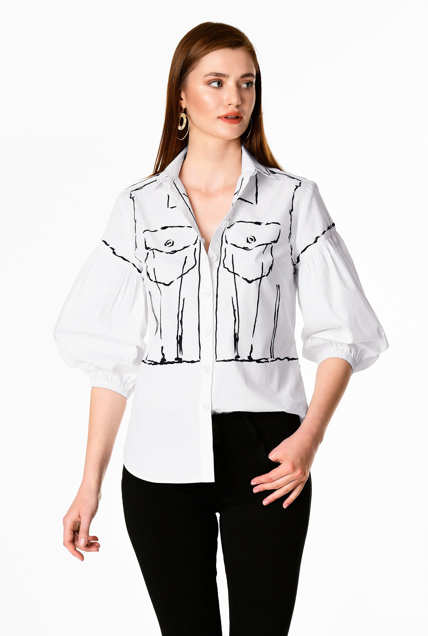 Embellished seams poplin shirt