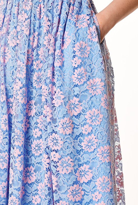 Shop Scallop hem floral lace dress | eShakti