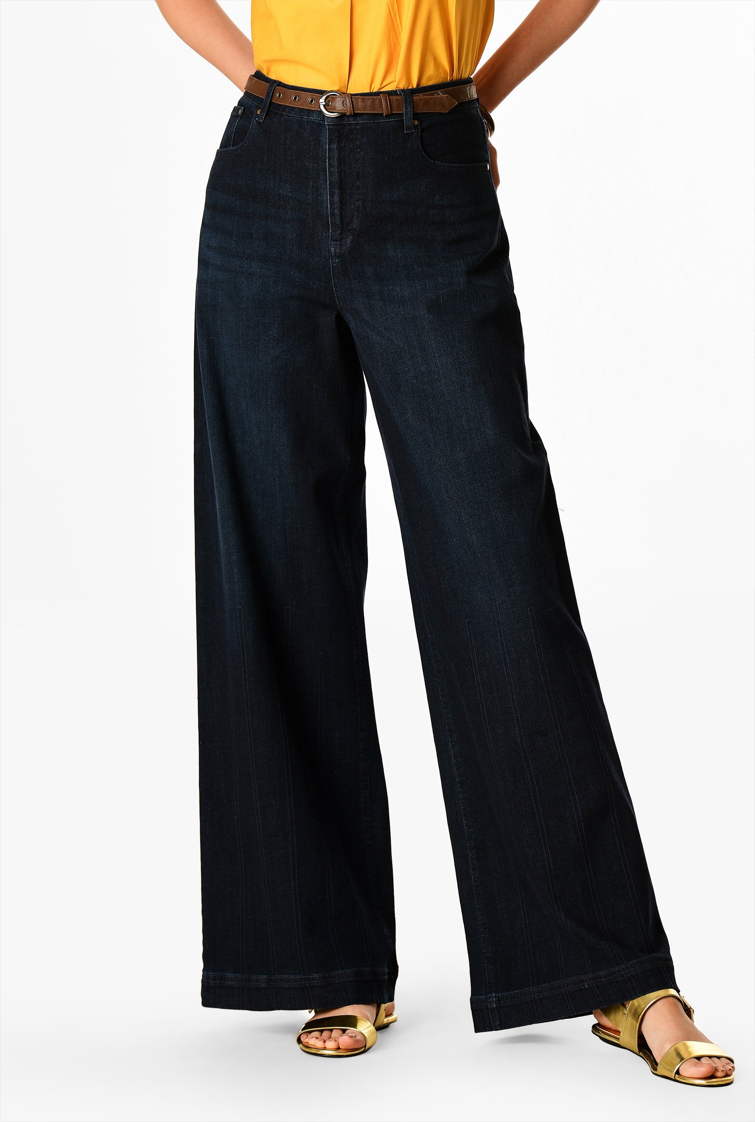 Shop Wide leg denim jeans | eShakti
