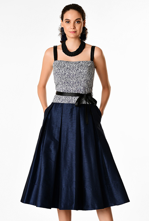 Shop Jacquard and dupioni corset style dress eShakti