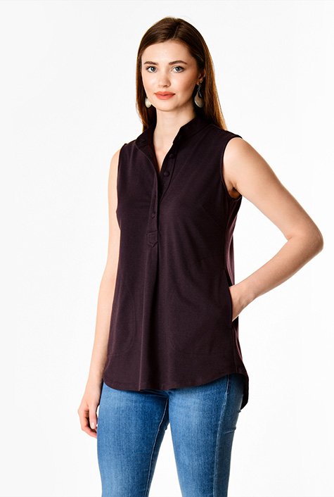 Shop Cotton knit henley tunic | eShakti