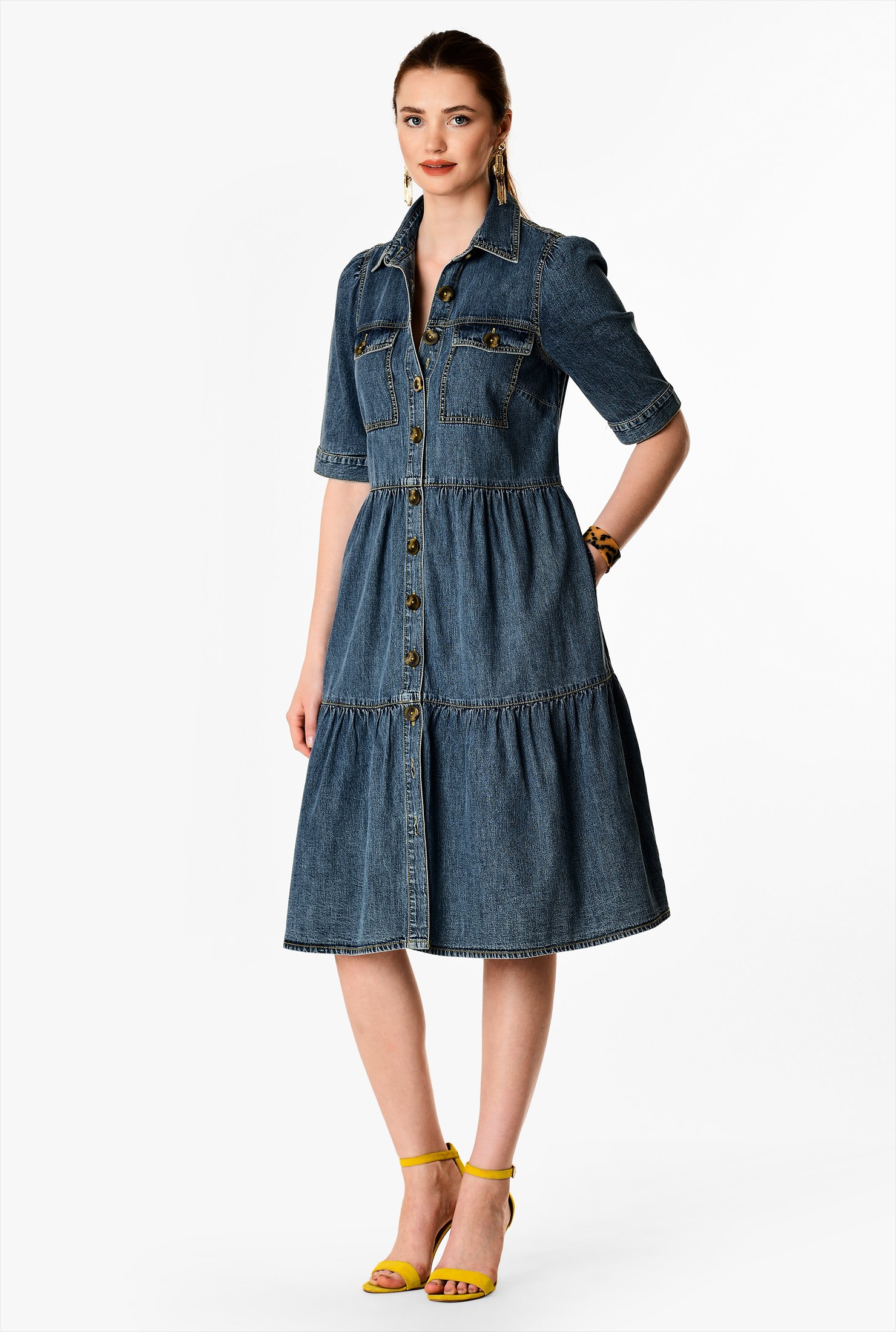 ruched shirtdress