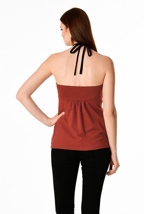 Shop Braided halter neck cotton knit top | eShakti