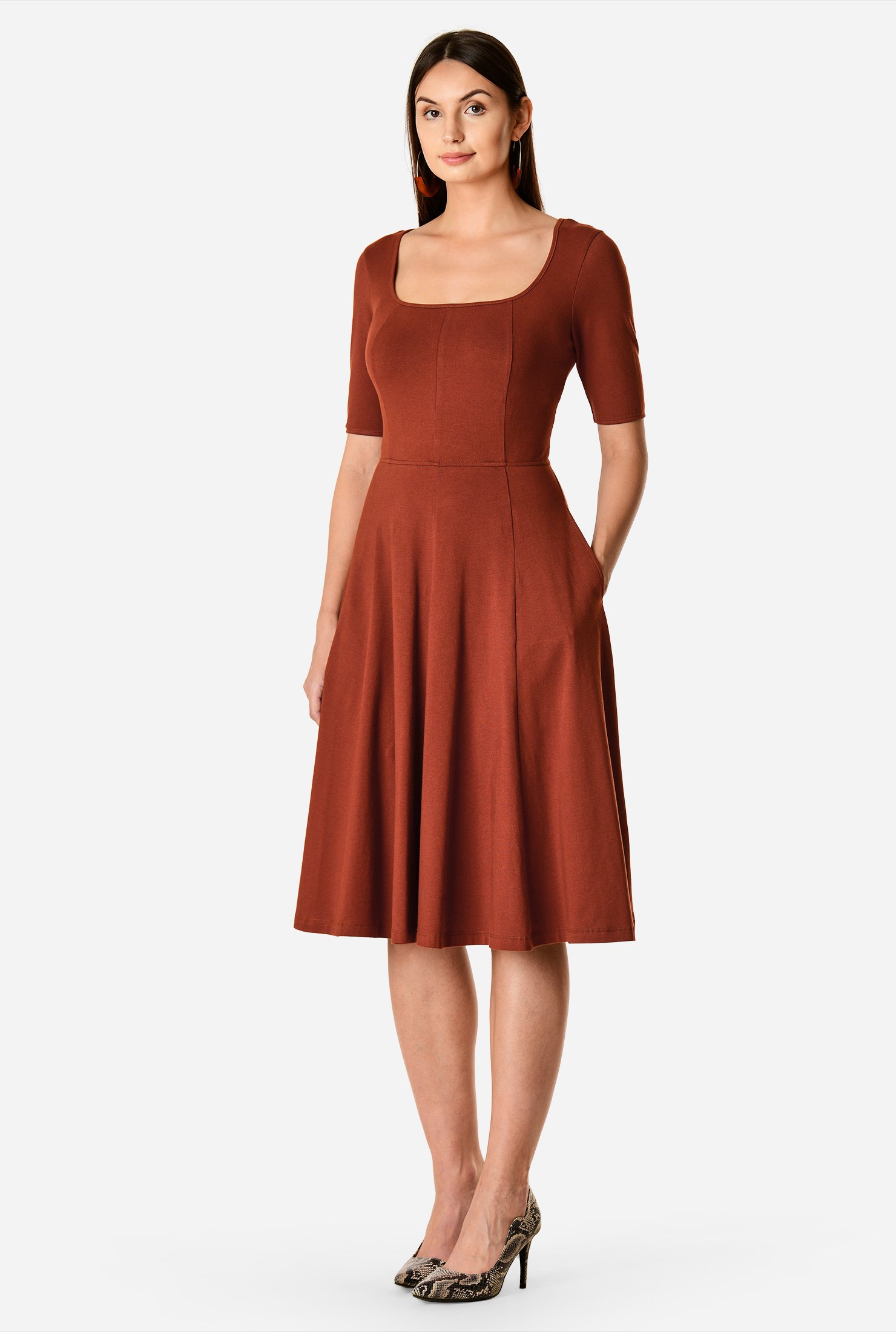 square neck cotton dress