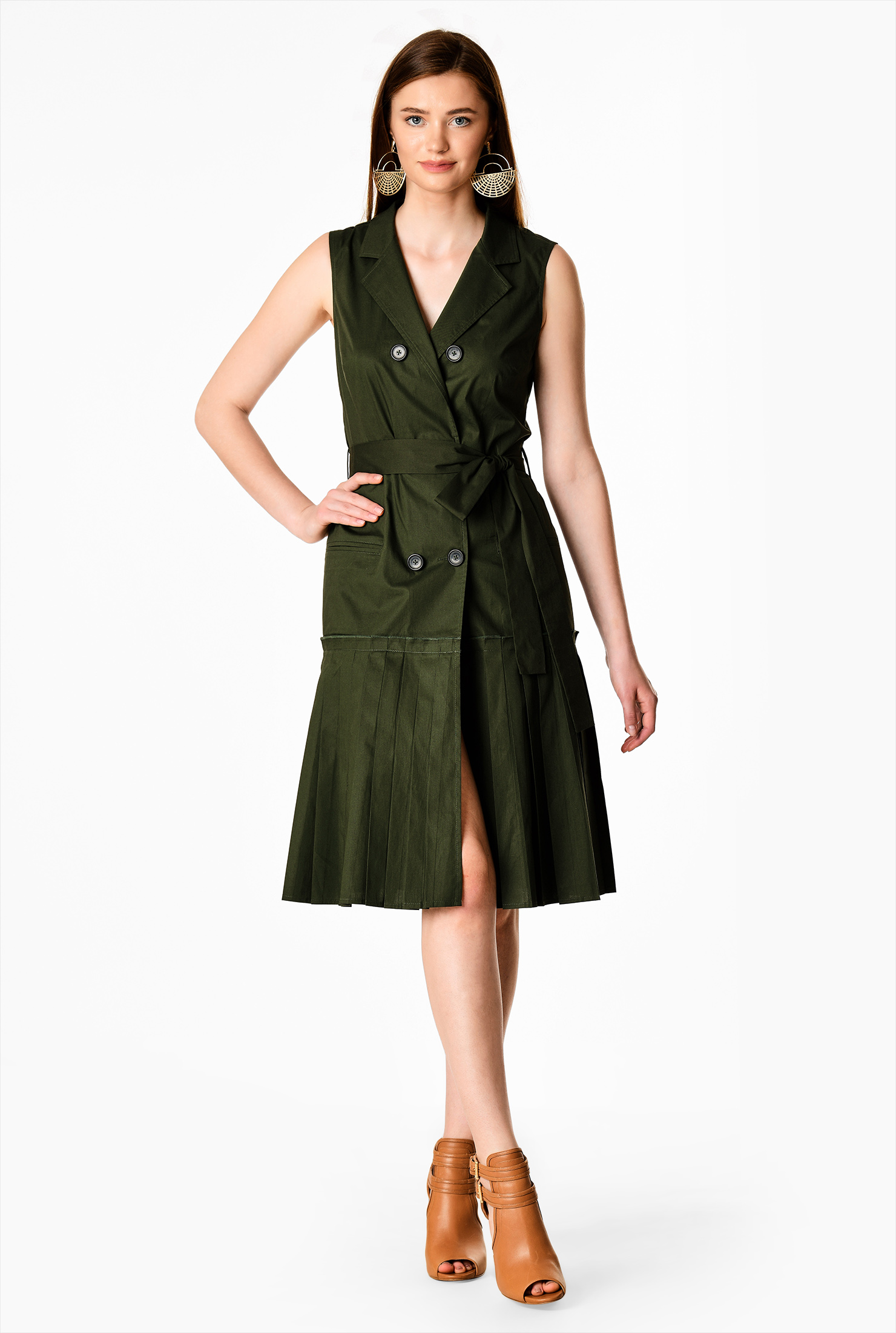 button front wrap dress