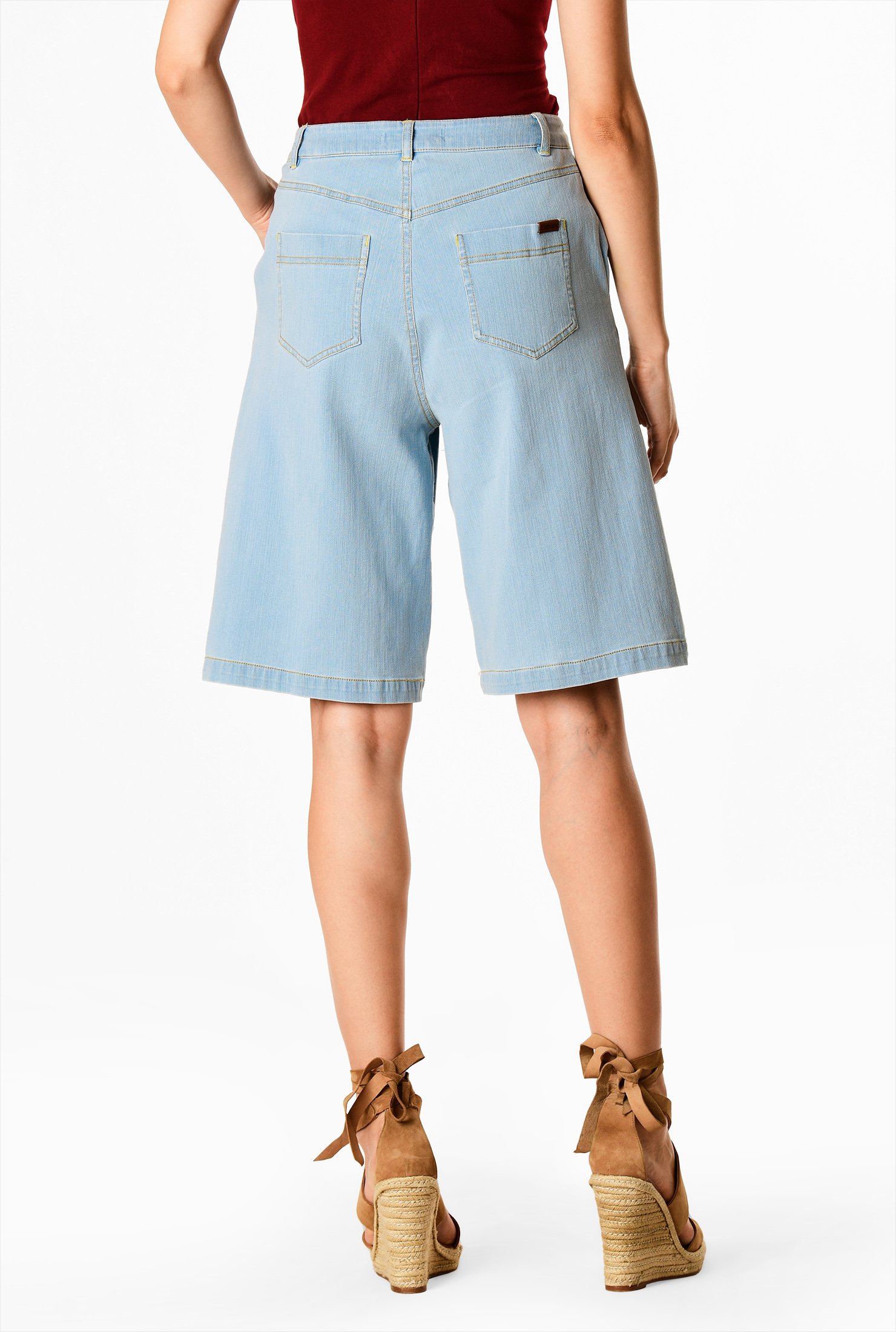 Shop Wide leg denim shorts | eShakti