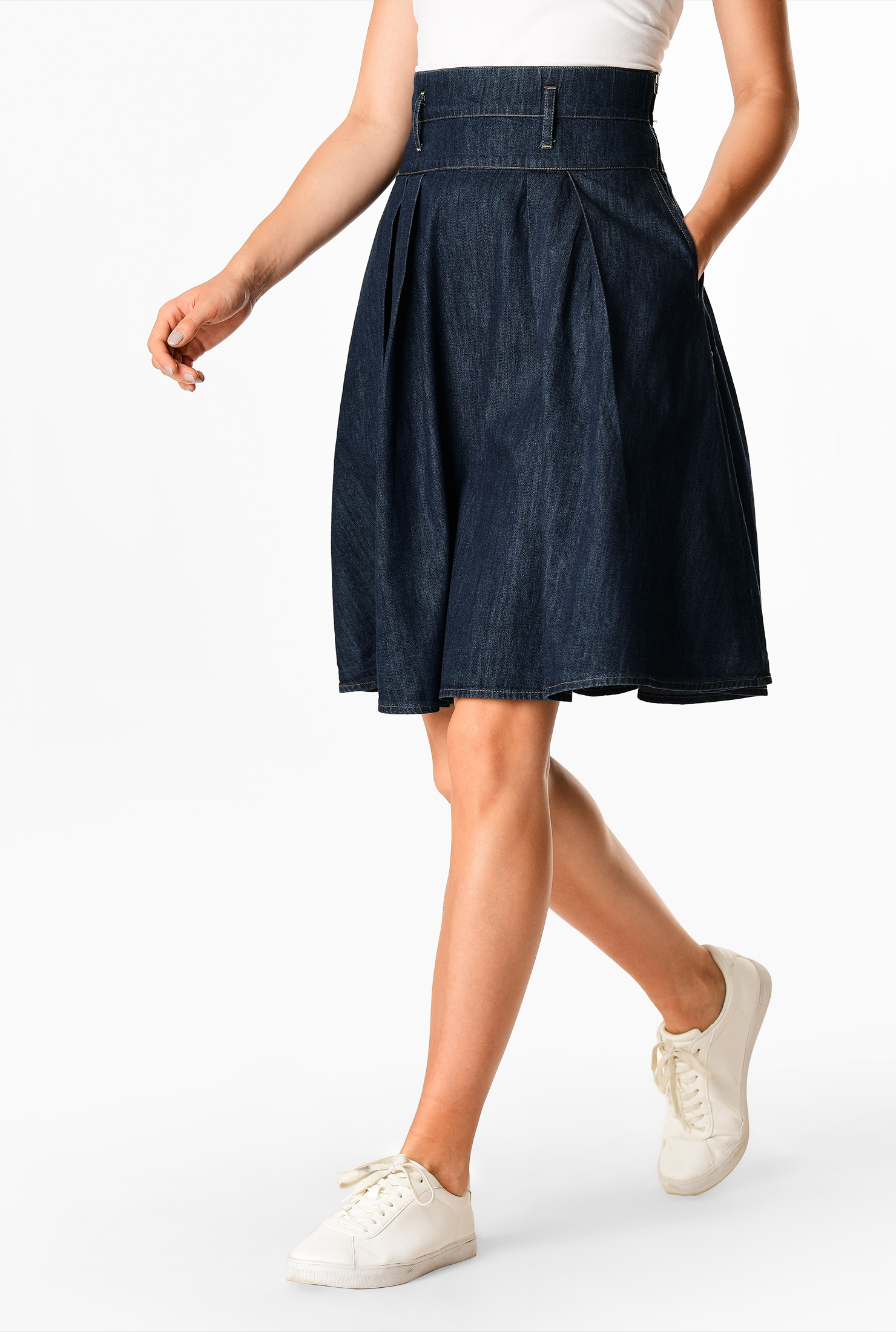 wide denim skirt