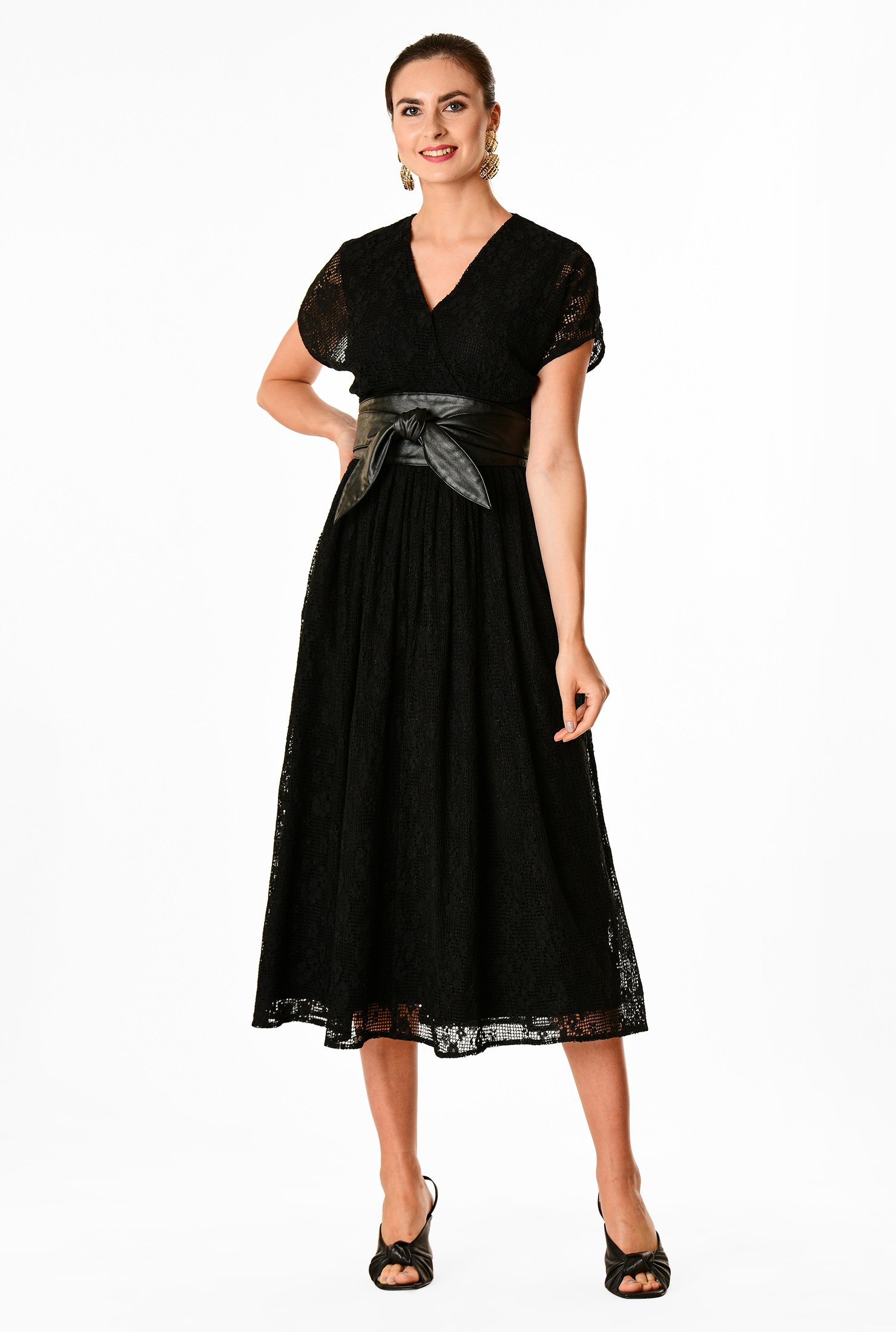 black lace dress belt