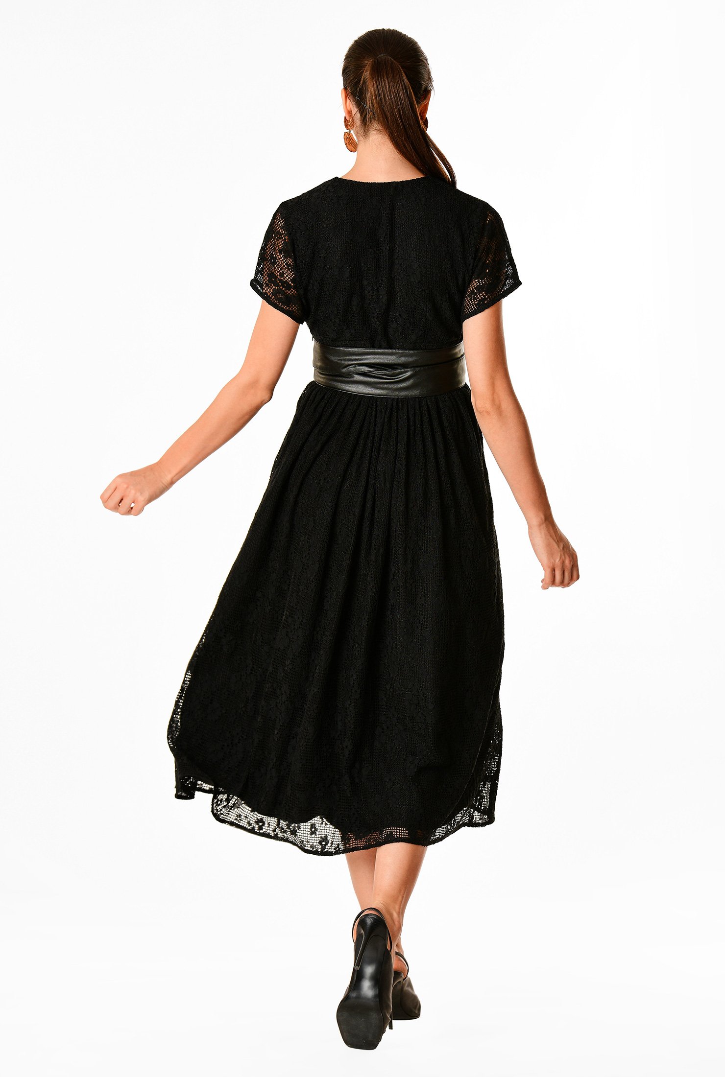 black lace dress belt